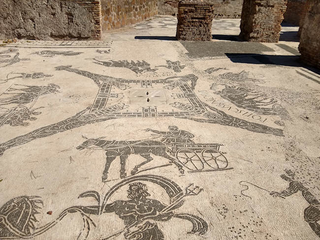 Mosaic floor of Roman baths in Ostia Antica